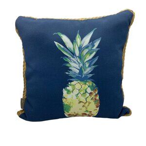 allen + roth Tropical Blue Square Pineapple Throw Pillow 15"x15" Outdoor Decor